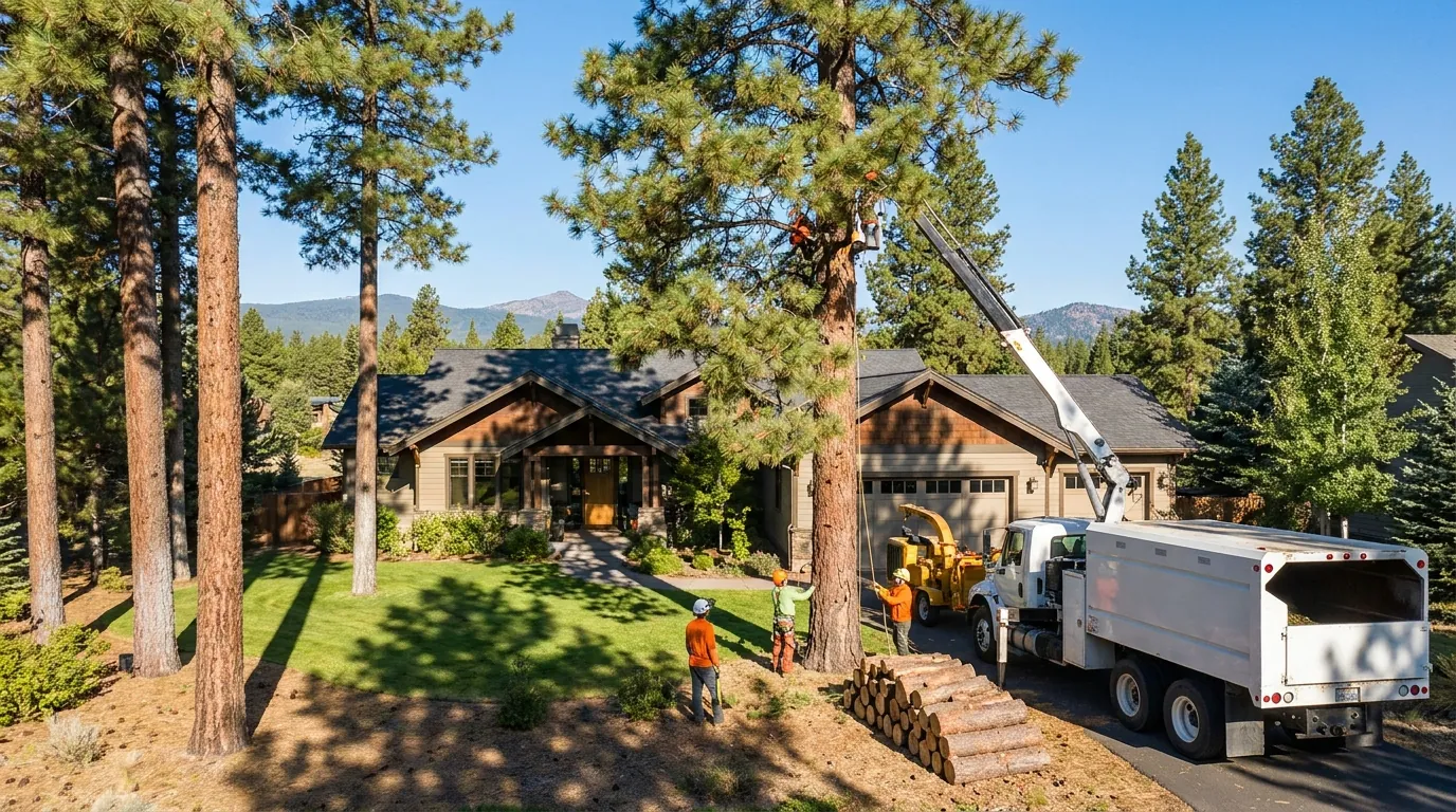 Ponderosa pines on a residential lot near Bend, Oregon